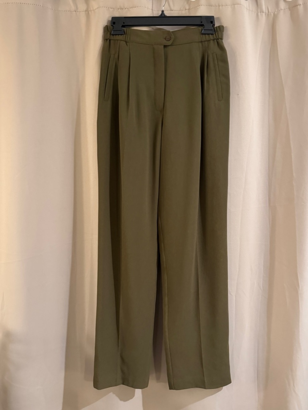 Howard Wolf Olive Green Long Pleated Women’s Trousers